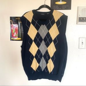 IZOD Navy Blue and Yellow Sweater Vest
